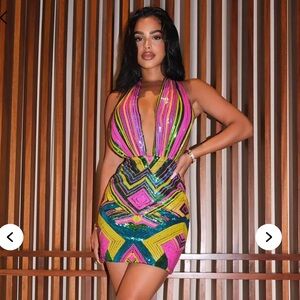 Fashion Nova Multicolor Sequin Mini Dress